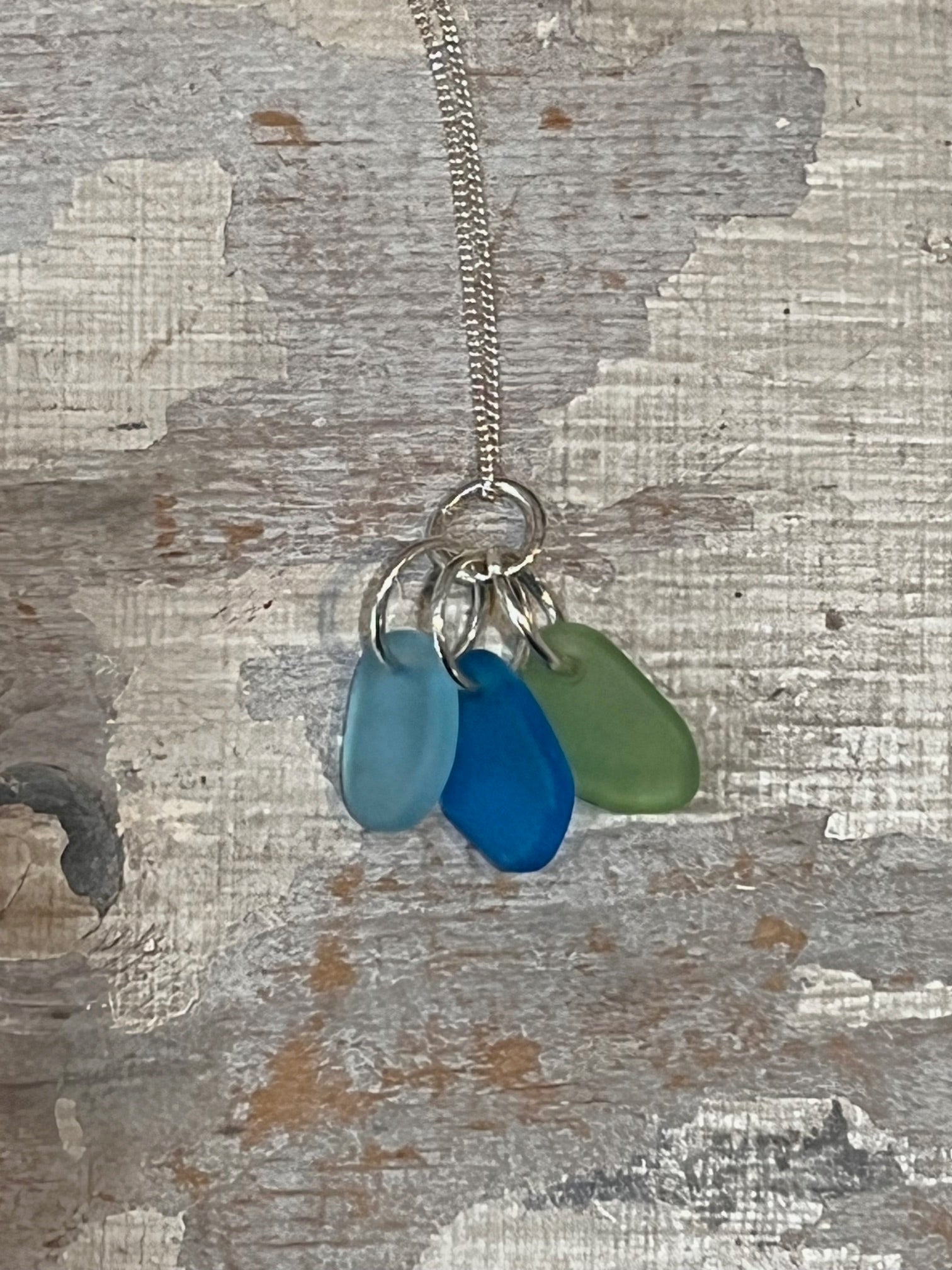 Sea Glass cluster necklace