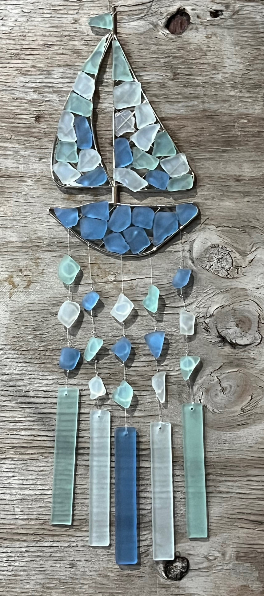 Sea glass windchime-SAILBOAT design