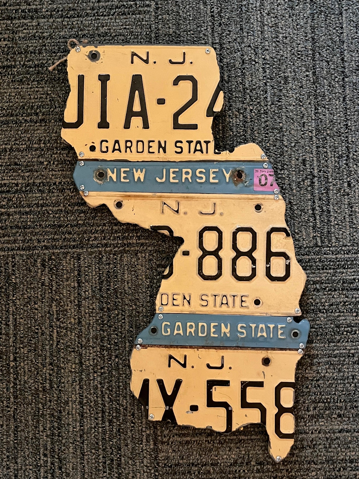 NEW JERSEY large sign, handcrafted wall sculpture