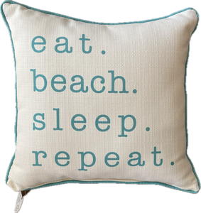 eat, beach, sleep, repeat pillow