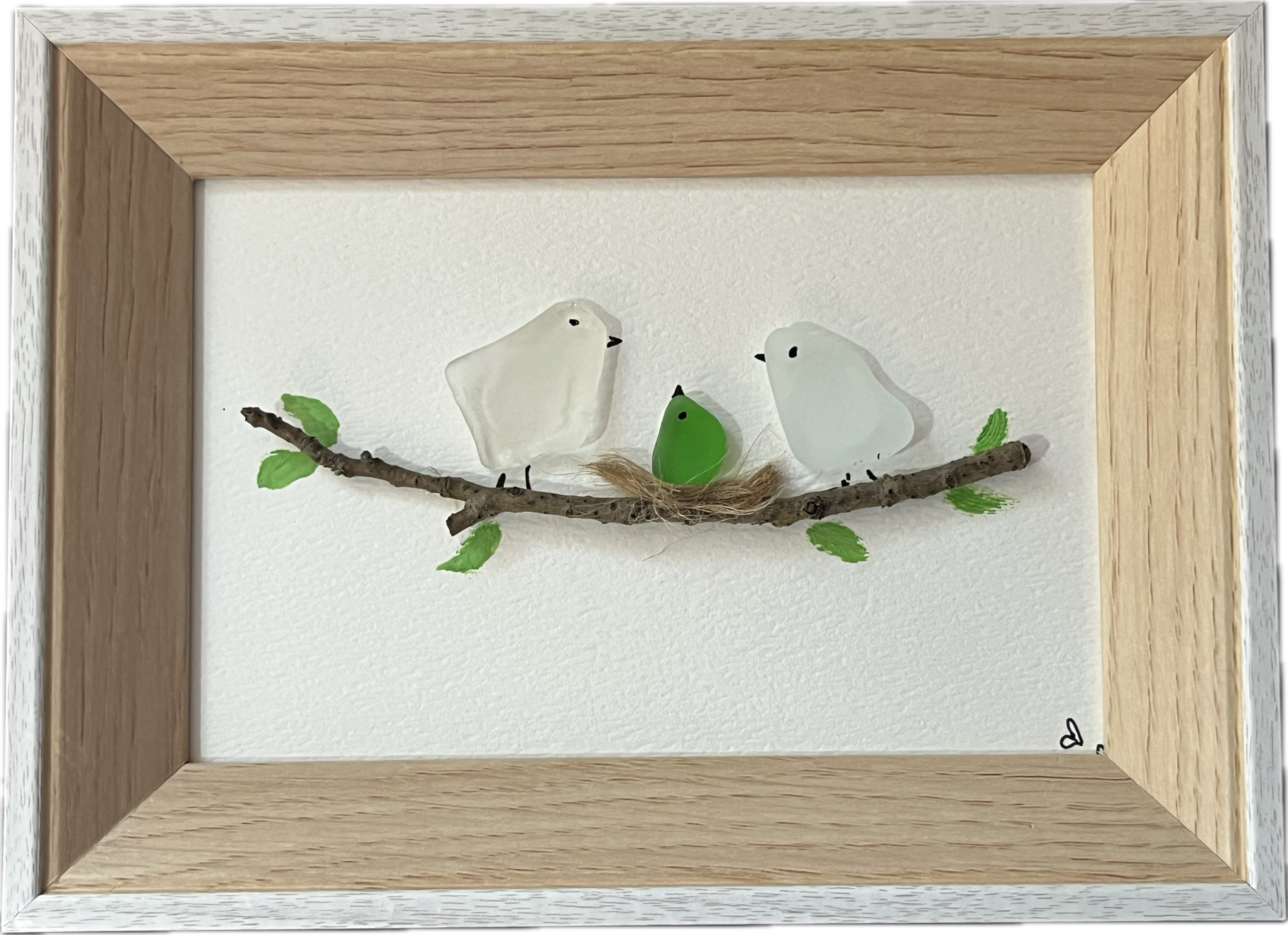 Sea Glass art - New baby in nest